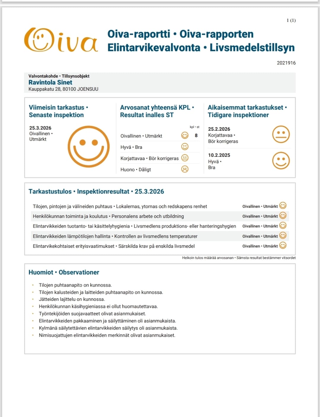 Oiva certificate